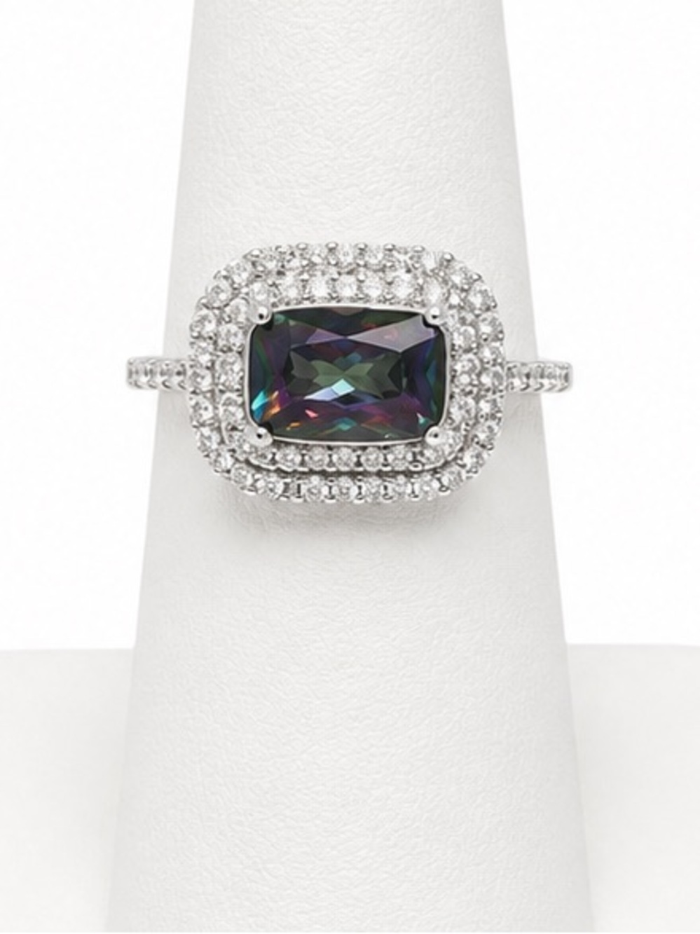 Mystic Topaz halo ring size 10.25